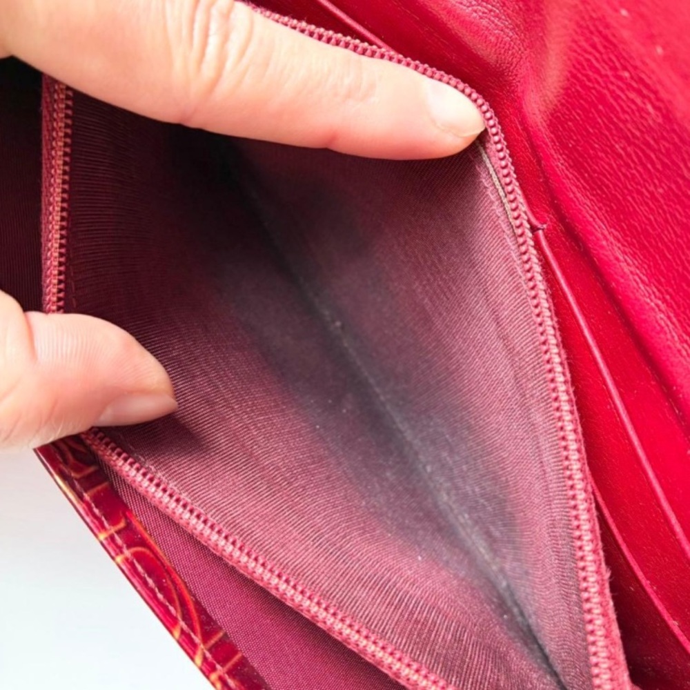 Dior Red Embossed Patent Leather Continental Wallet - Picture 16 of 16
